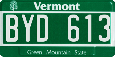 VT license plate BYD613