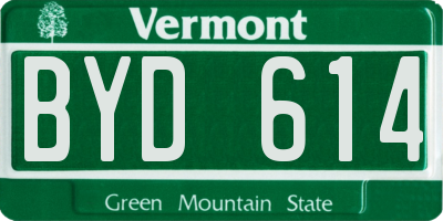 VT license plate BYD614