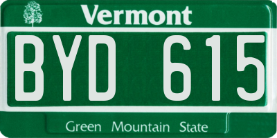 VT license plate BYD615