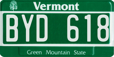 VT license plate BYD618