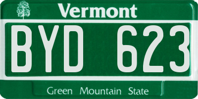 VT license plate BYD623