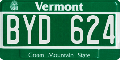 VT license plate BYD624
