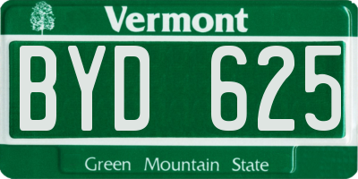 VT license plate BYD625