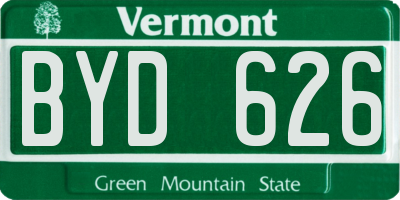 VT license plate BYD626