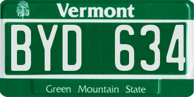 VT license plate BYD634