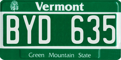VT license plate BYD635