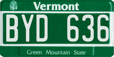 VT license plate BYD636