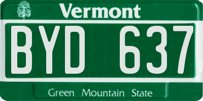 VT license plate BYD637