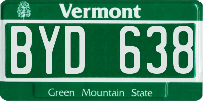 VT license plate BYD638