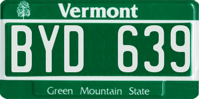 VT license plate BYD639