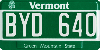 VT license plate BYD640