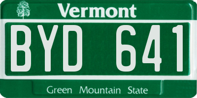 VT license plate BYD641