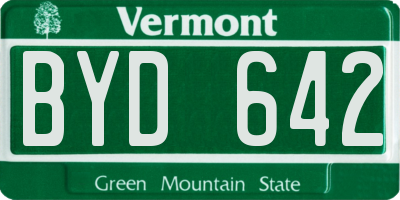 VT license plate BYD642
