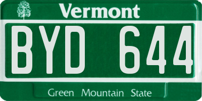 VT license plate BYD644