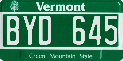 VT license plate BYD645