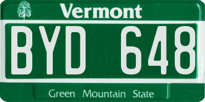 VT license plate BYD648
