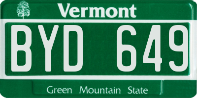 VT license plate BYD649