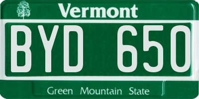 VT license plate BYD650
