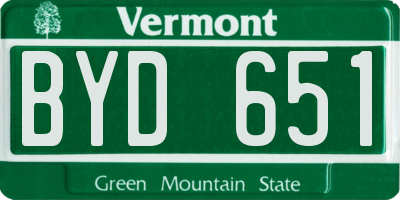 VT license plate BYD651