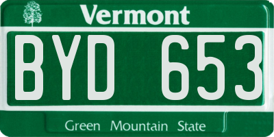 VT license plate BYD653