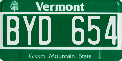 VT license plate BYD654