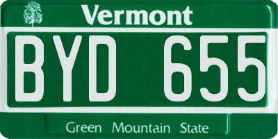 VT license plate BYD655