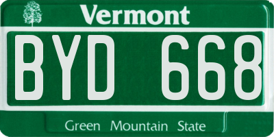 VT license plate BYD668