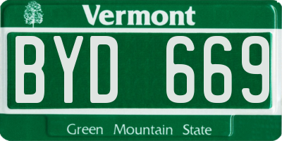 VT license plate BYD669
