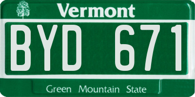 VT license plate BYD671