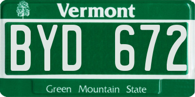 VT license plate BYD672