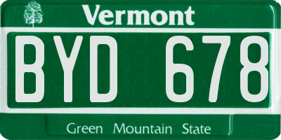 VT license plate BYD678