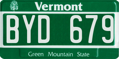VT license plate BYD679