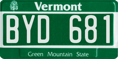 VT license plate BYD681