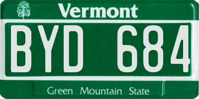 VT license plate BYD684