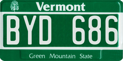 VT license plate BYD686