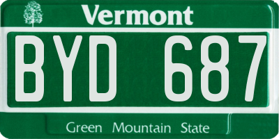 VT license plate BYD687