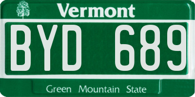 VT license plate BYD689