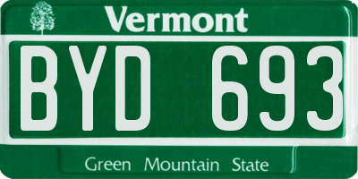 VT license plate BYD693