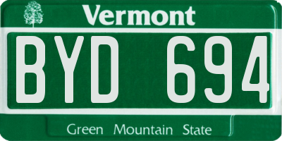 VT license plate BYD694