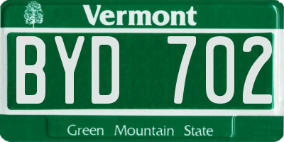 VT license plate BYD702