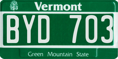 VT license plate BYD703
