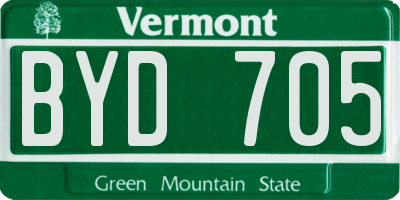 VT license plate BYD705