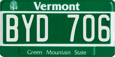 VT license plate BYD706