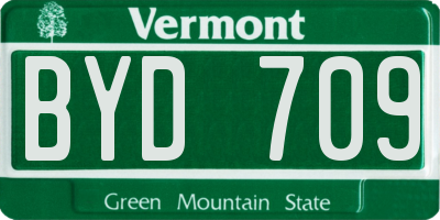 VT license plate BYD709