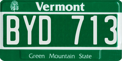 VT license plate BYD713