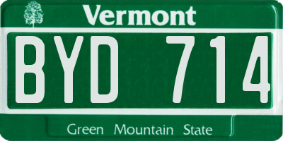 VT license plate BYD714