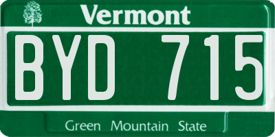 VT license plate BYD715