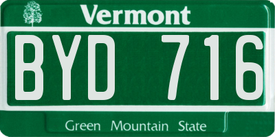 VT license plate BYD716
