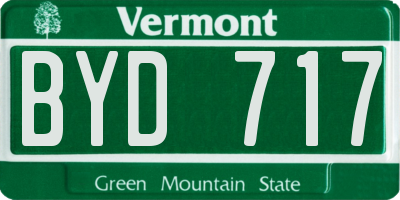 VT license plate BYD717