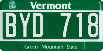 VT license plate BYD718